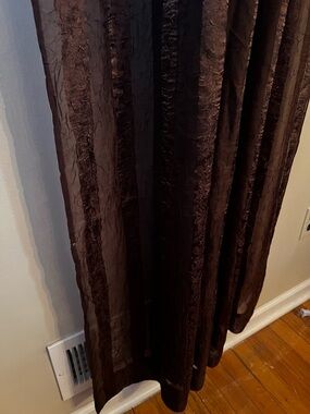 Brown Bronze metallic Striped Crepe Sheer 51” X 84” curtains Window One Panel